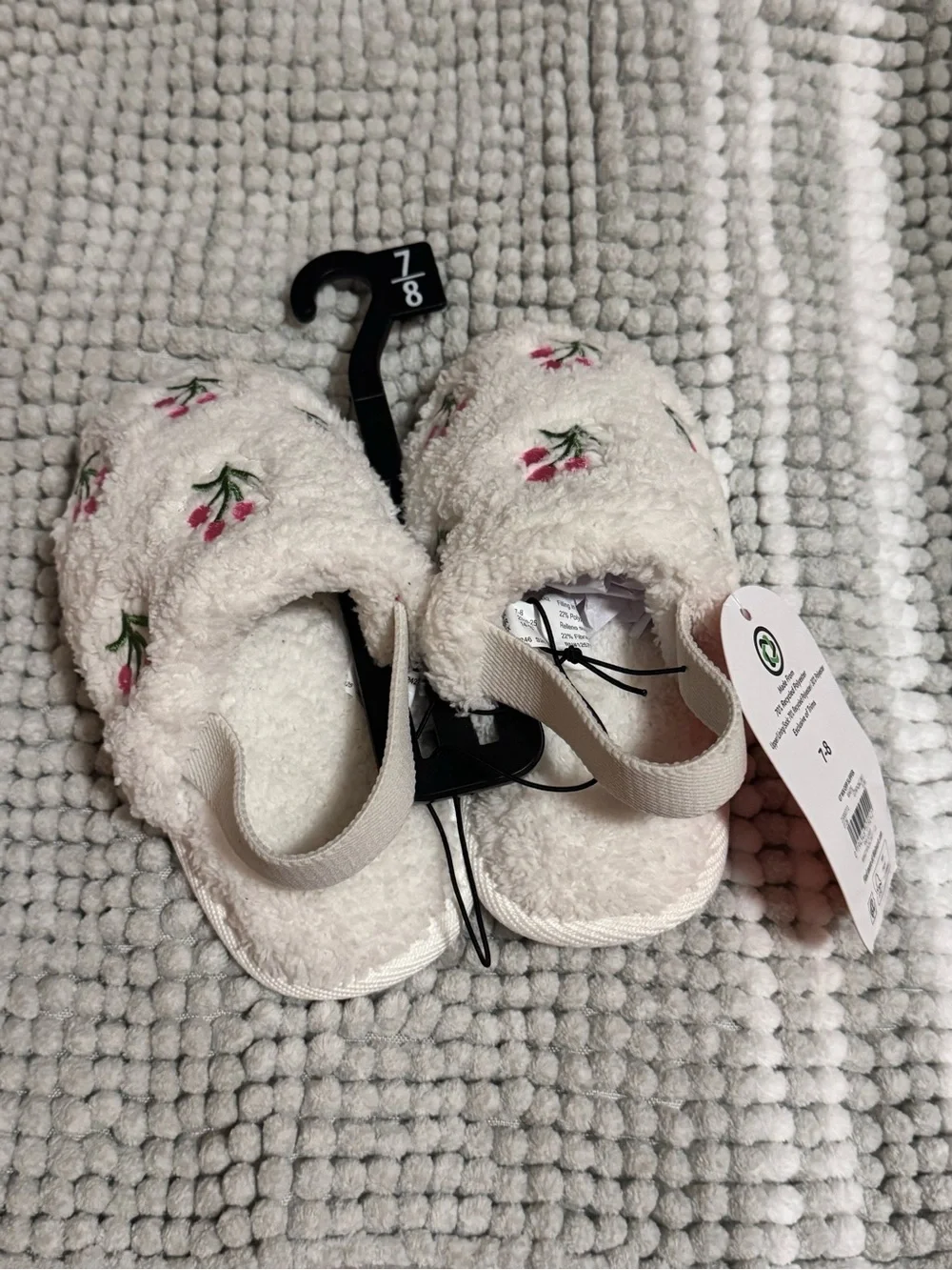 Wonder Nation Clog Slippers for Girls – White with Pink Flowers